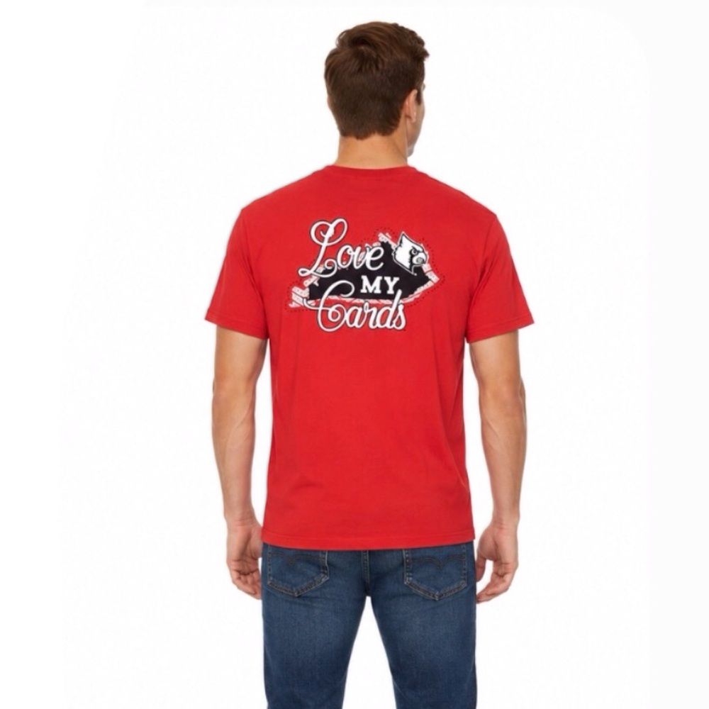 Louisville Cardinals T Shirt Mens Size XL Red Love My Cards Front Back Logos New